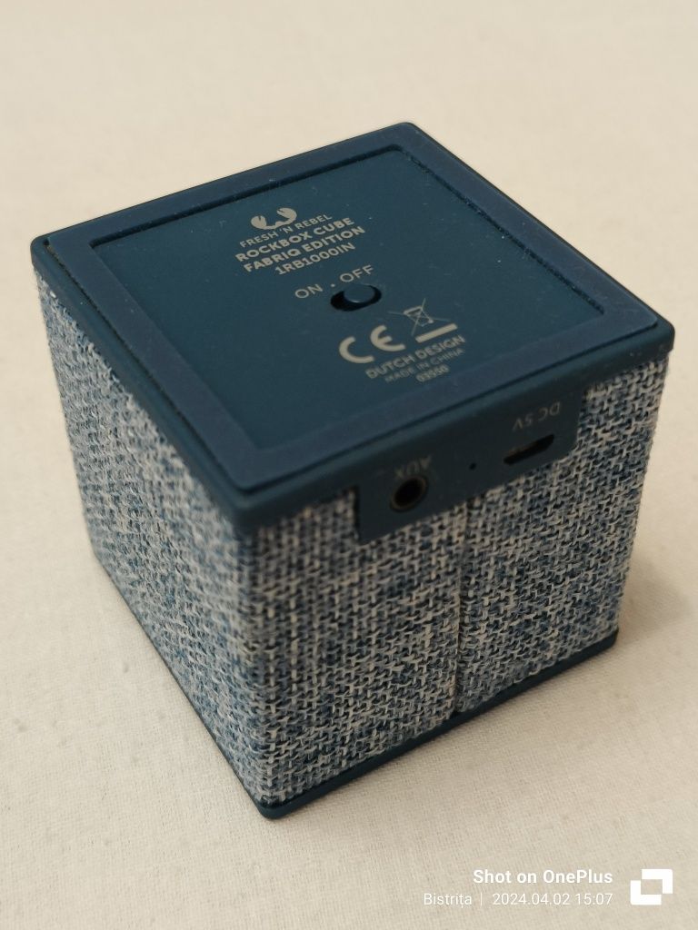 Boxa Portabila Bluetooth Fresh'n Rebel Rockbox cube, 3W, Gri 1RB1000IN
