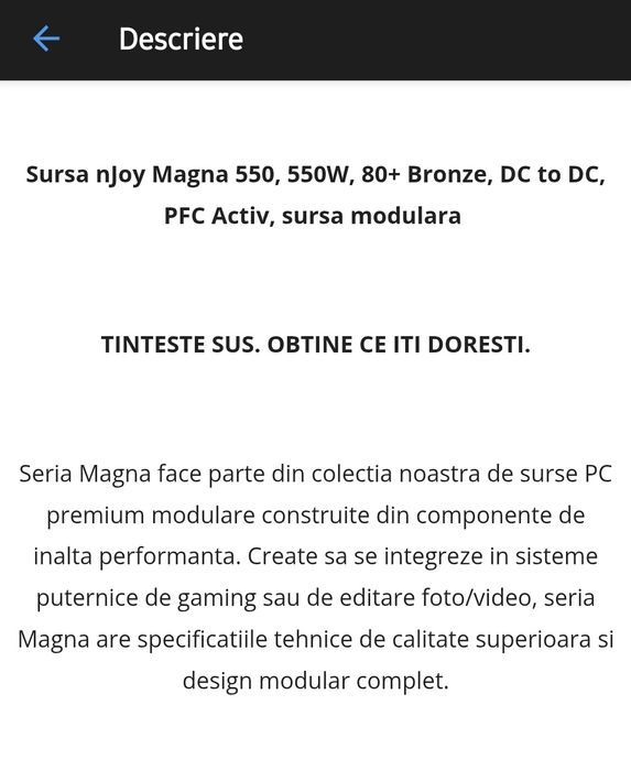 Sursă modulară 550 W