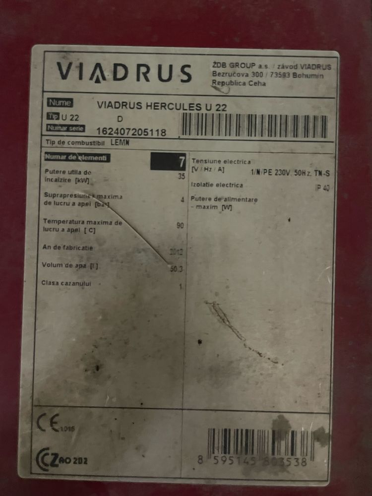 Cazan Viadrus, 35kw, 7 elementi- stare buna