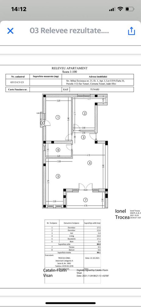 Vand apartament 3 camere tunari