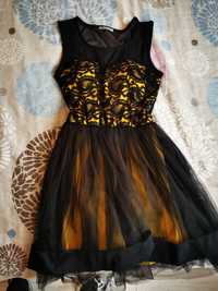 Дамска рокля черно-жълта