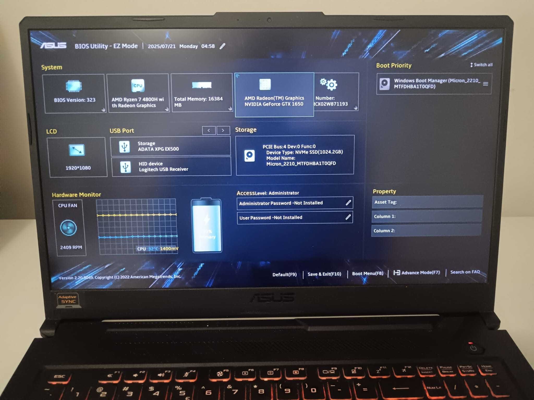 Laptop Gaming ASUS cu cpu Ryzen 7, display  17.3", 16GB RAM, 1T SSD