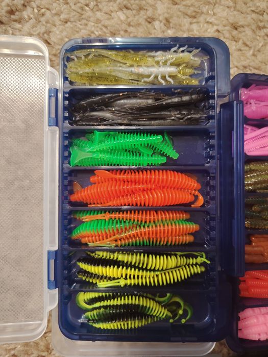 Lot 5 cutii meiho cu gume pentru pescuit păstrăv și clean