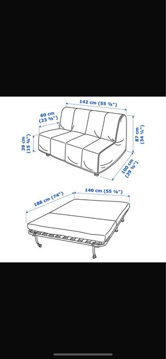 Canapea/pat 2 m x 2 m IKEA