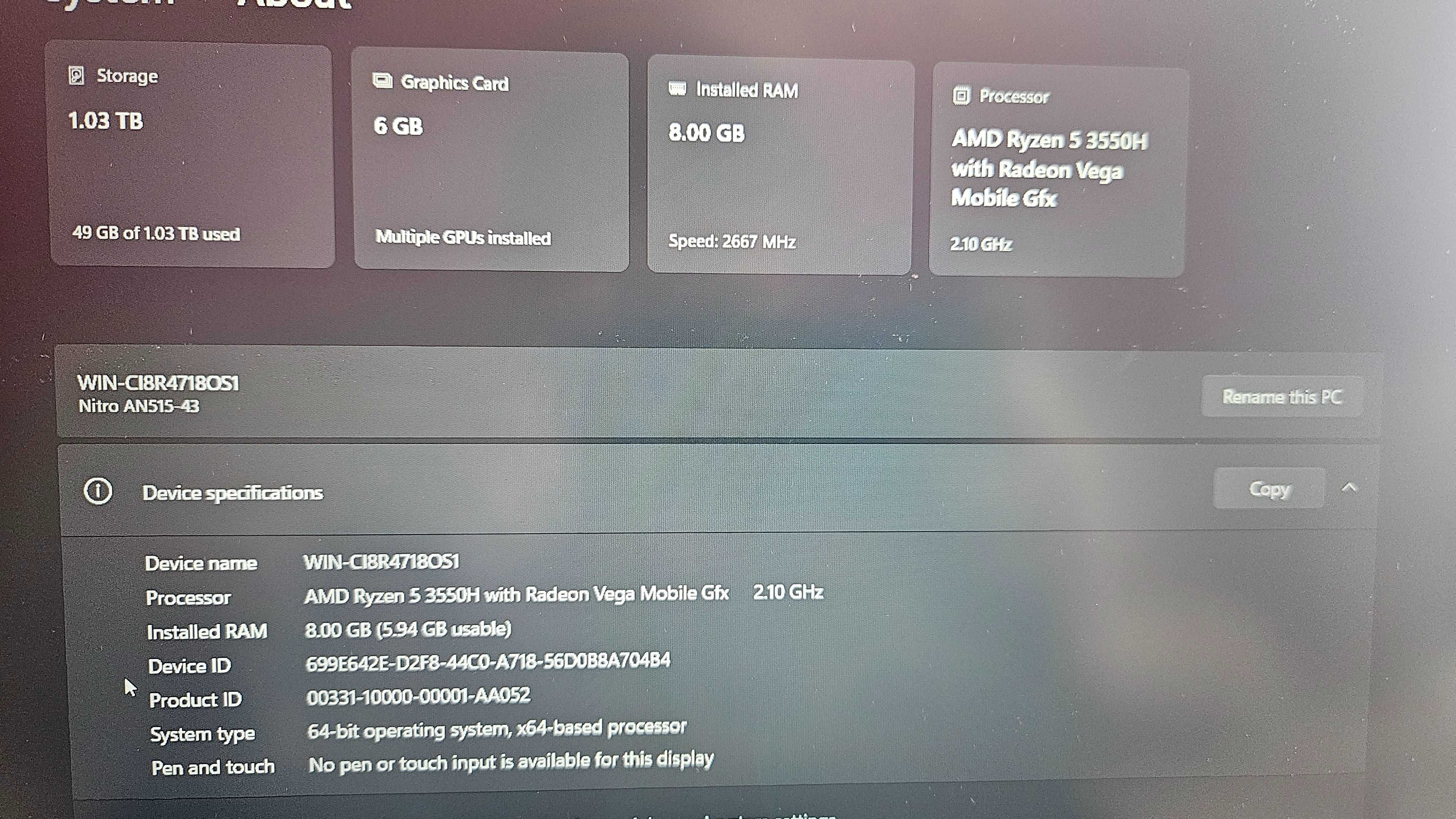 Acer Nitro 5 AN515-43