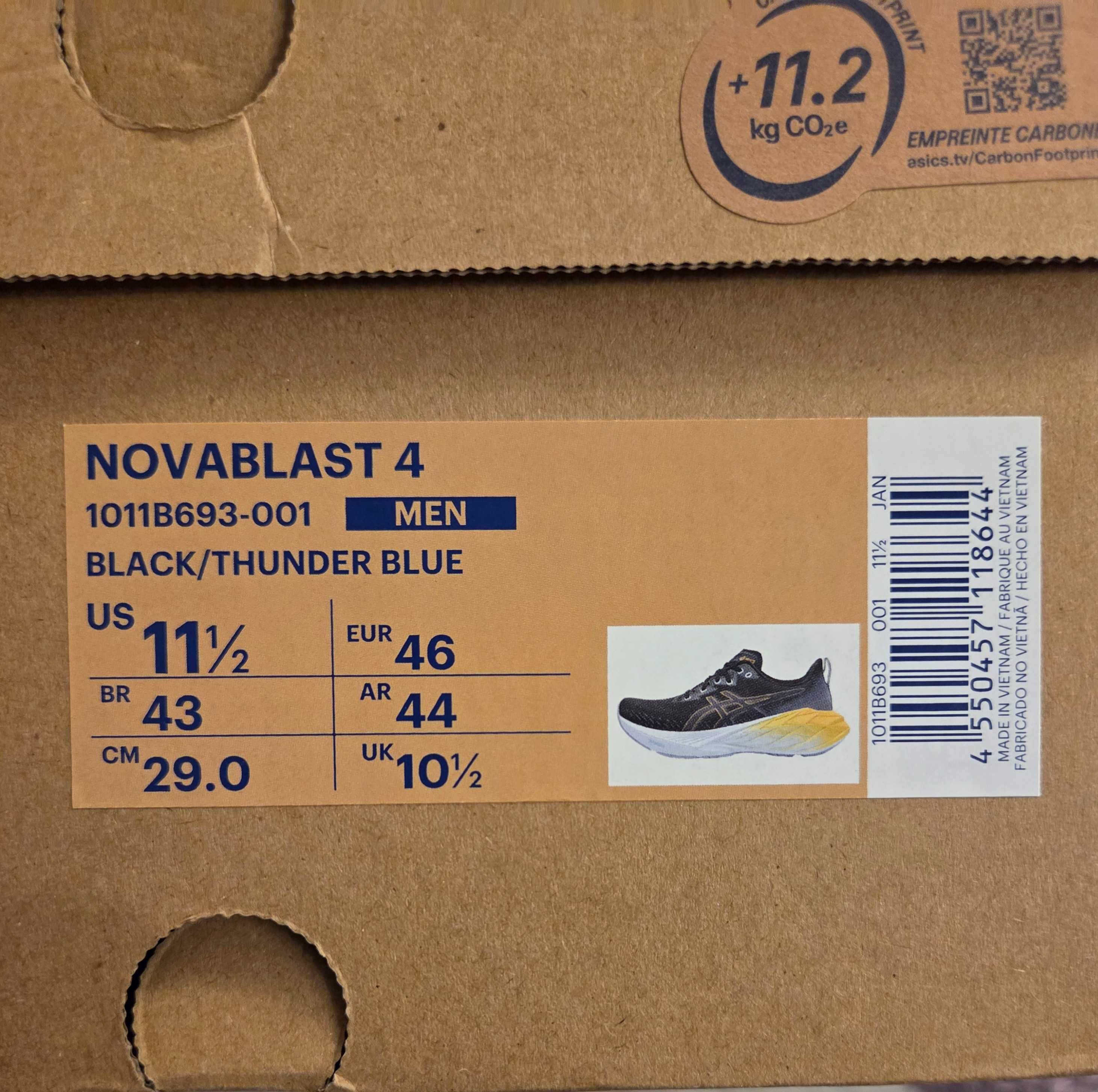 Asics Novablast 4, mărimea 46 EUR, echivalent 29 cm si Hoka 45 1/3