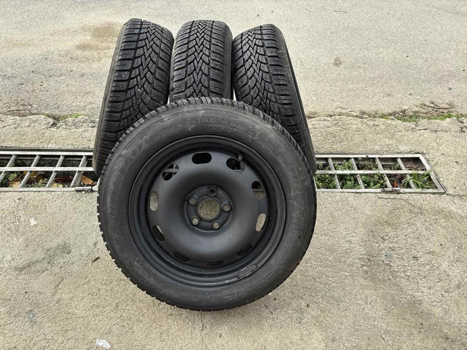 4бр. Нови зимни гуми с джанти 185/60 R15 цола DUNLOP 5x100 Polo Fabia