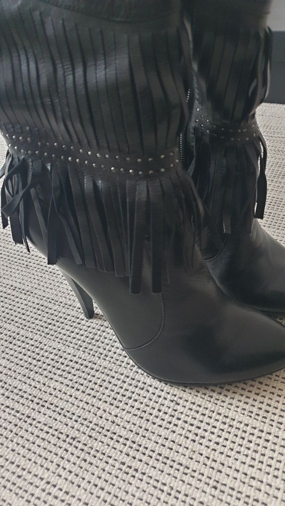 Cizme piele negre