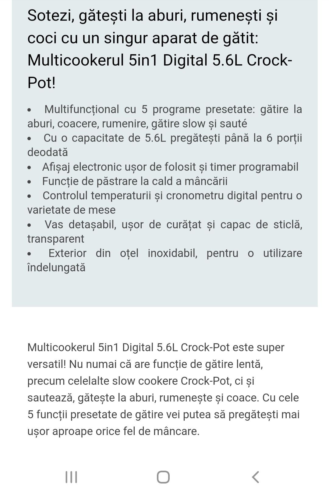 Crockpot - oala gatit Multicooker