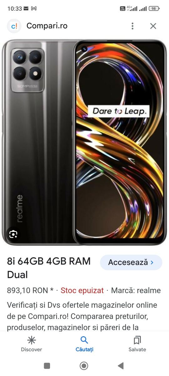 Telefon mobil Nou Realmi 8i la jumătate de preț