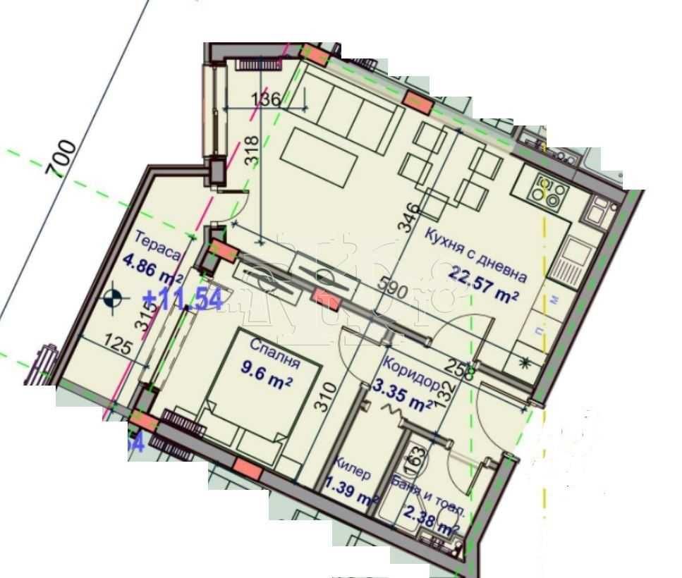 Продава се Двустаен апартамент в Варна, Възраждане 1 - 62 кв.м за 1051 €/кв.м - Снимка #1