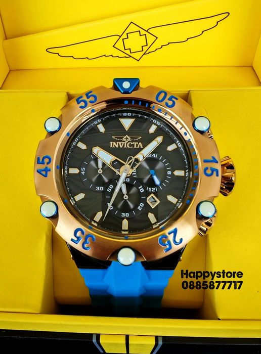 INVICTA Velmore Gold/Blue 54 mm, Инвикта нов ръчен часовник