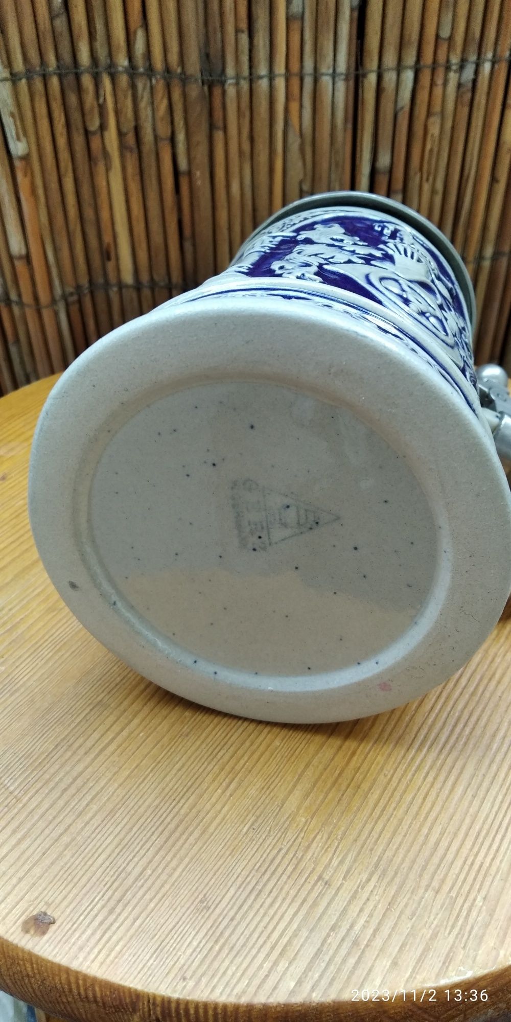 Halbă bere cu capac,halba bere ceramica cu capac, vintage