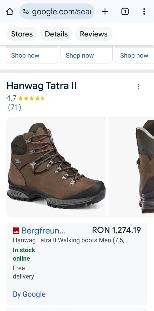 Ghete trekking vanatoare de la HANWAG Tatra 2 marimea 48,5