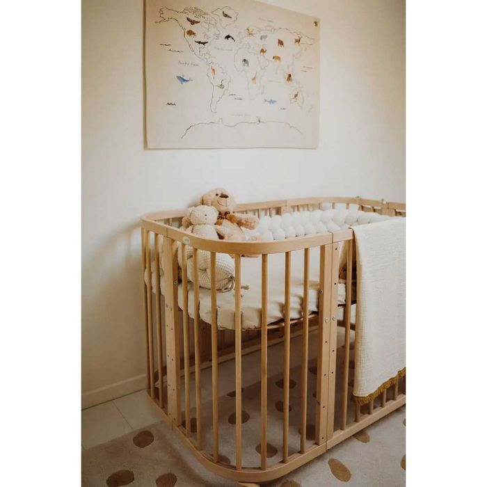 Мострена Натурална дървена кошара за бебе 7в1 Смарт, Детско Легло