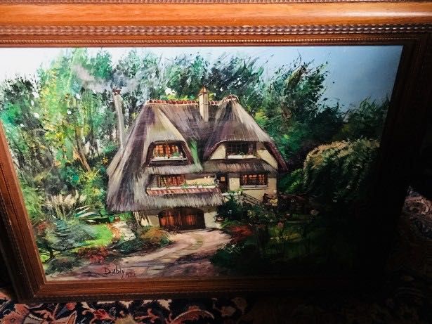 Pictură impresionistă-semnata-Peisaj montan-ulei pe panză-Franta