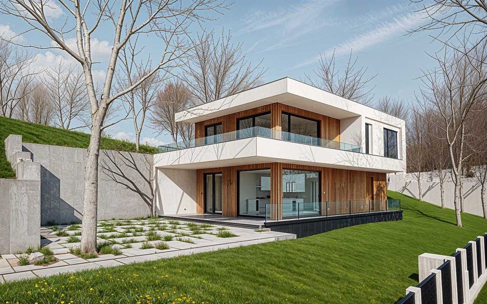 Teren intravilan cu proiect casa moderna autorizat P+E, zona Sungarden