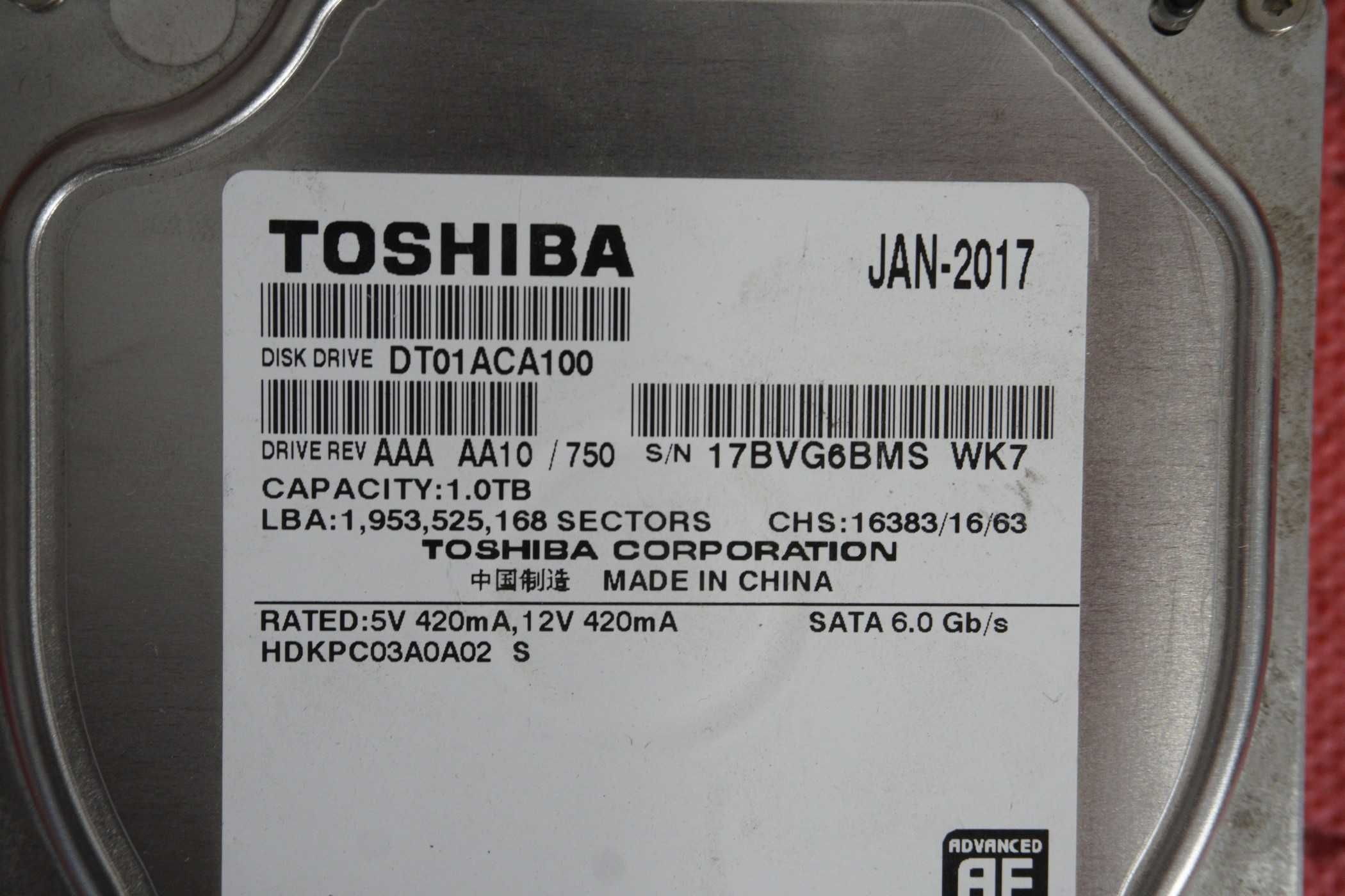 1TB 3.5" HDD Хард Диск Toshiba 2017та / вкл ДДС