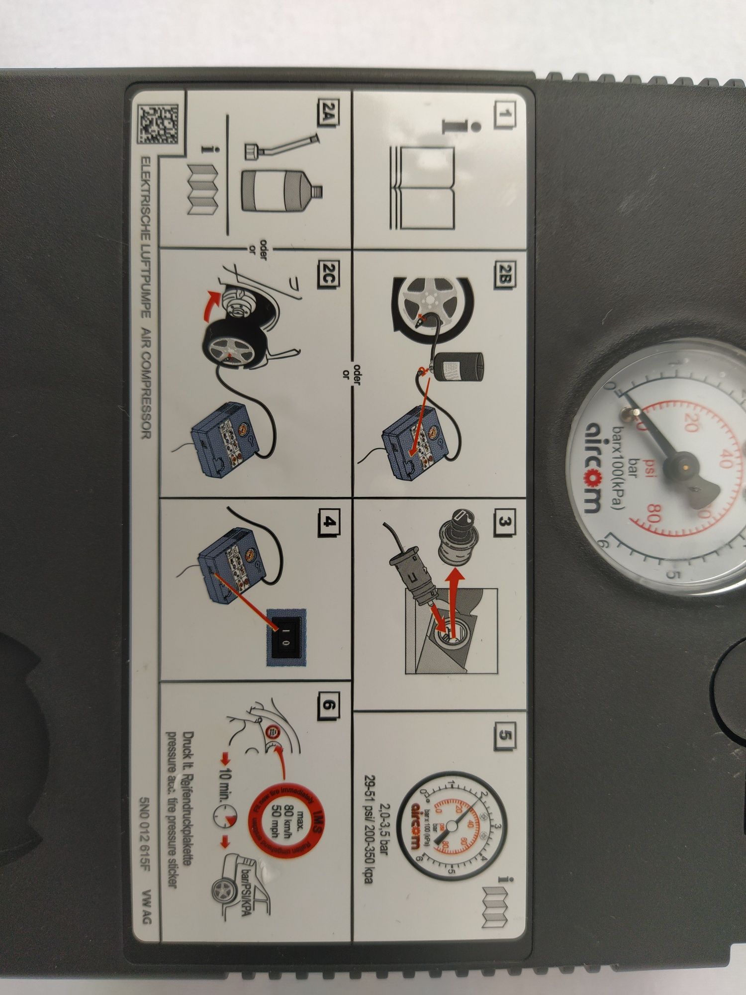 Compresor auto umflat roti+solutie pana originale Skoda Seat Audi Vw