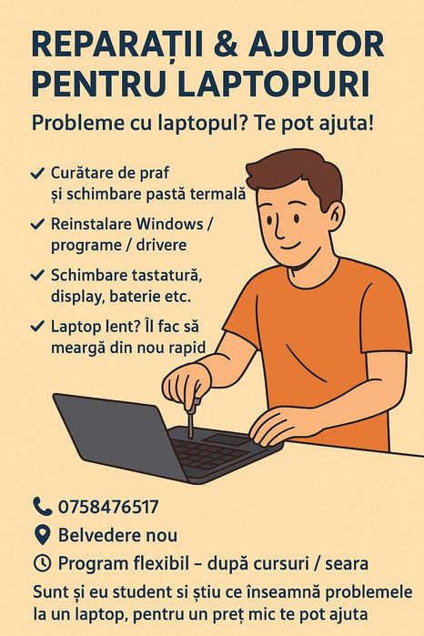 Repar si fac mentenanta laptop-urilor, pc-urilor si consolelor