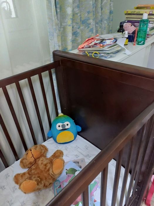 Pat patut copii bebelus lemn masiv + saltea cocos noua cadou