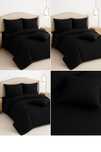 Lenjerie pat neagra 4 piese - bumbac damasc premium,model dungi