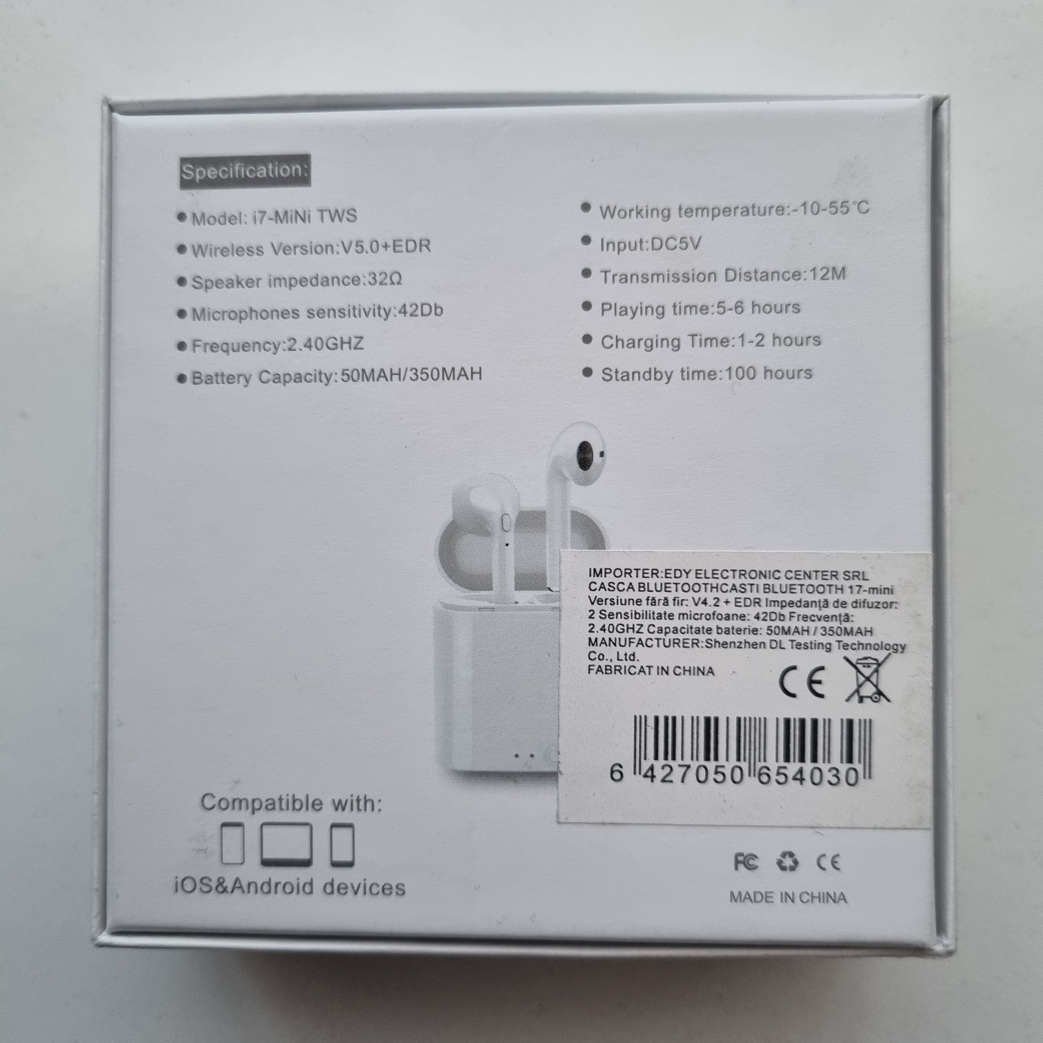 Căști I7 mini 5.0 wireless Bluetooth