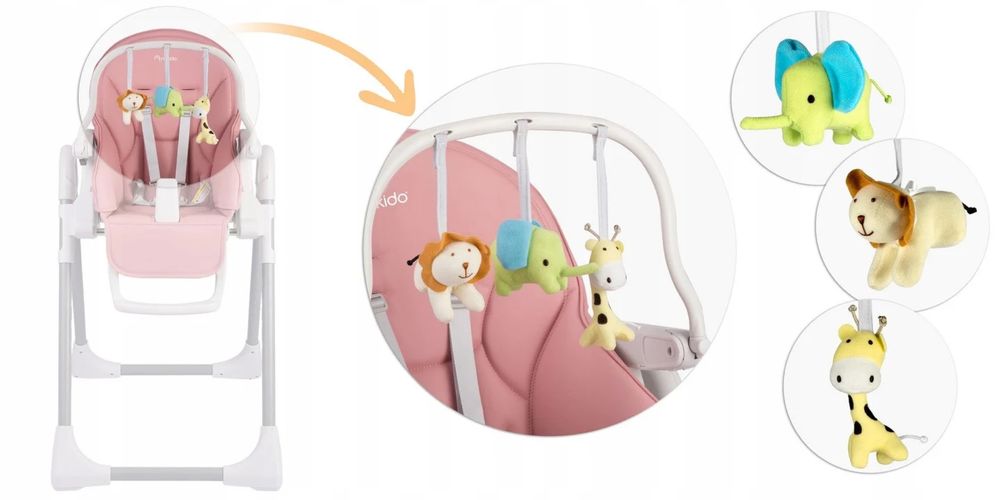 Scaun Bebe de masa Nukido - Belo - Roz reglabil + bara de jucarii