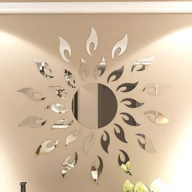 Set Oglinzi din PVC Design 3D SILVER SUN  27 buc/set