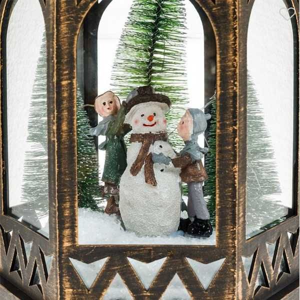 Декоративен фенер Mercado Trade, Снежен човек и деца, Бронз