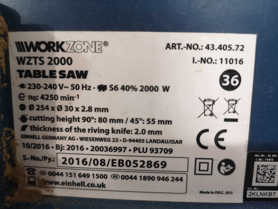 Циркуляр за дърво - WorkZone  2000W