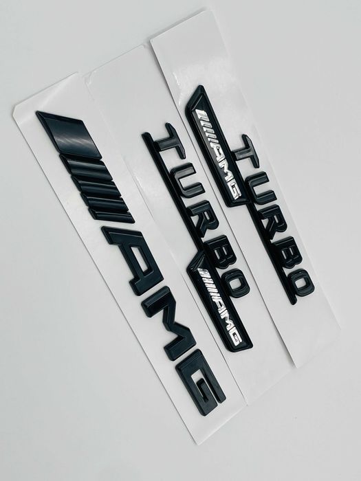 Set Embleme Compatibile Mercedes turbo AMG negru