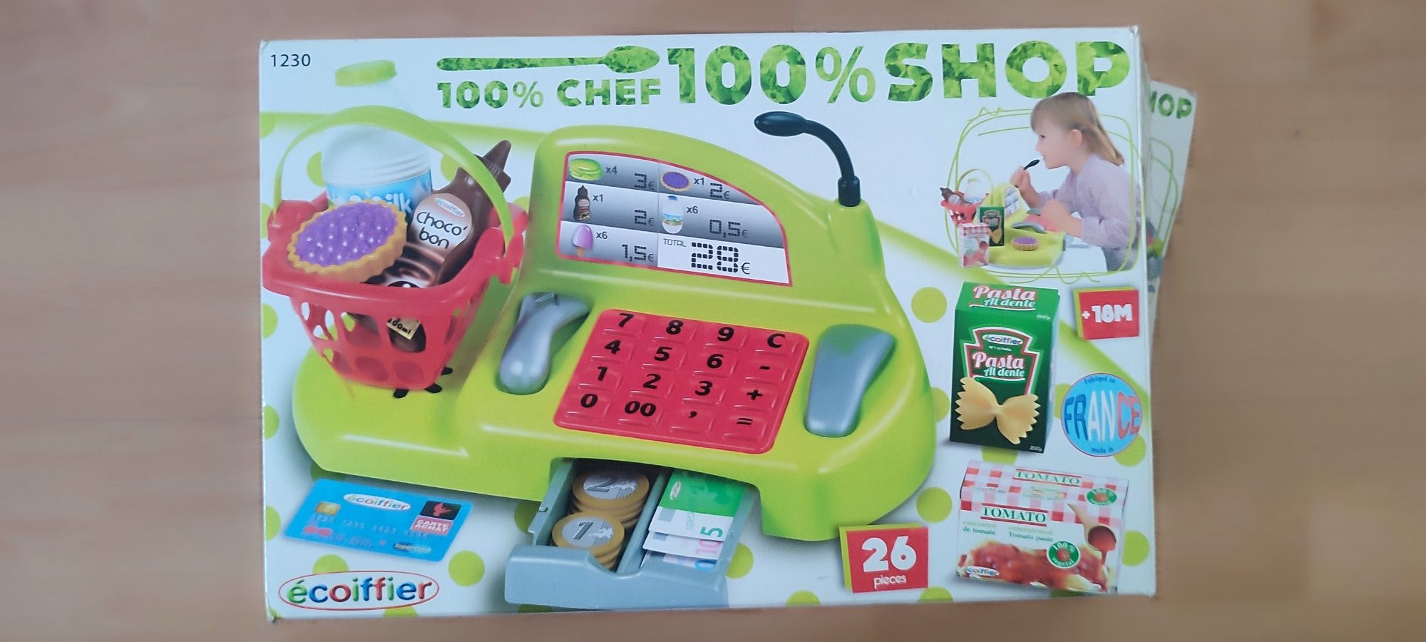 Set jucărie casă de marcat pentru copii – cu alimente, bani și coș de