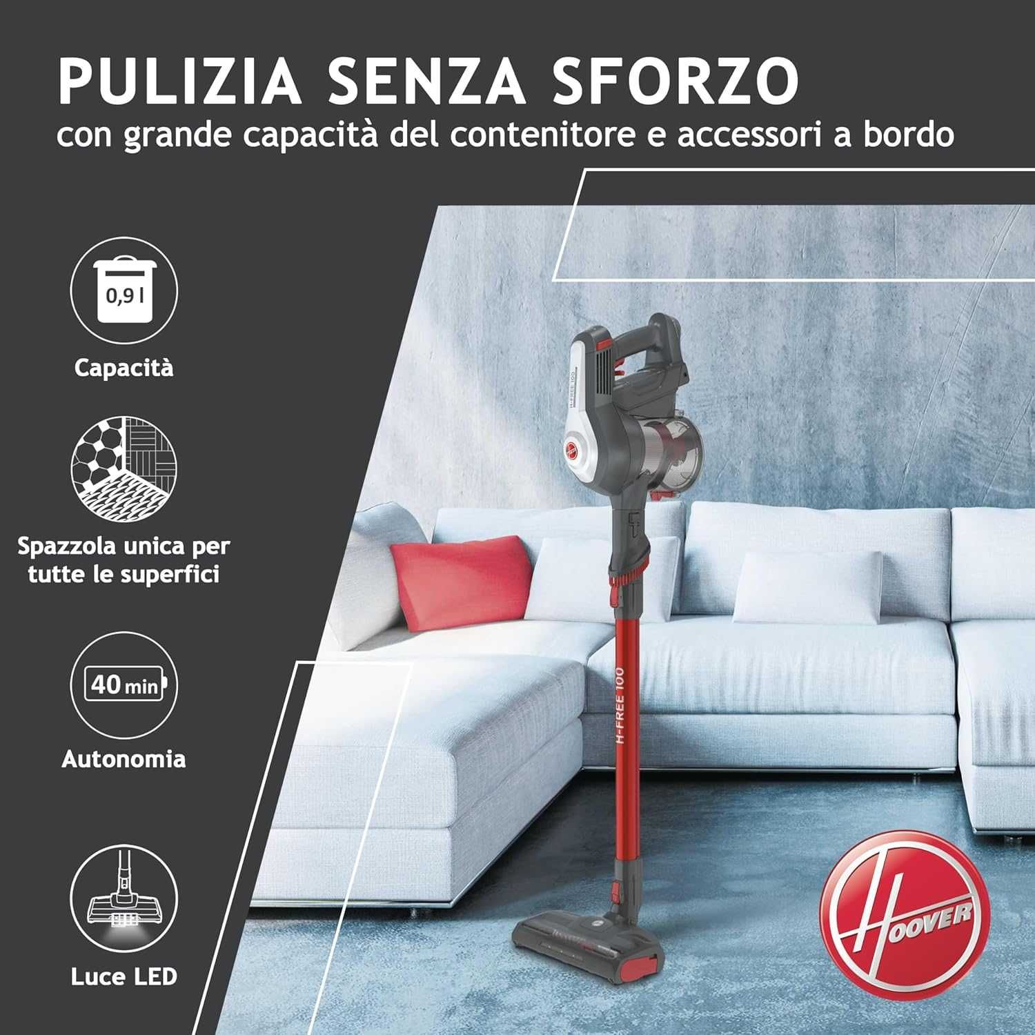 Вертикална Безкабелна Прахосмукачка Hoover H-FREE 100, ANIMAL