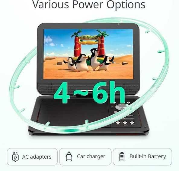 Player DVD portabil YOTON de 12,5" cu ecran rotativ HD de 10,5"