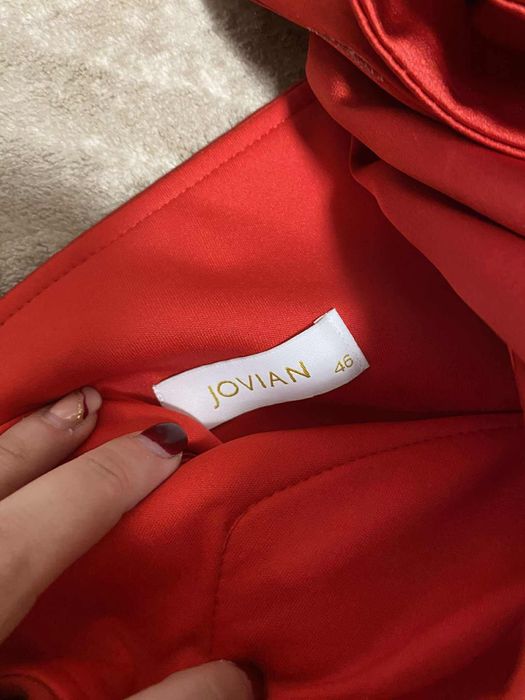 Официална червена дълга рокля р. 46