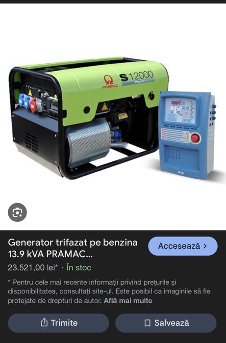 Generator trifazic nou bezina  + panou automatizare
