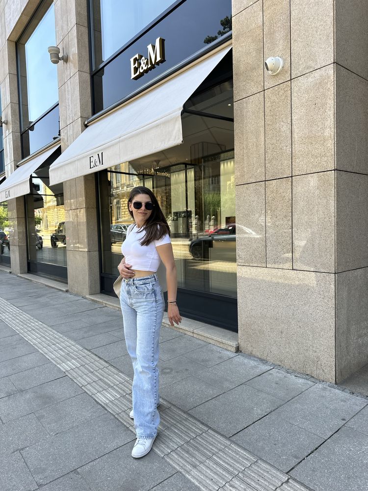 High-Waist Mom Jeans Light Blue ZARA