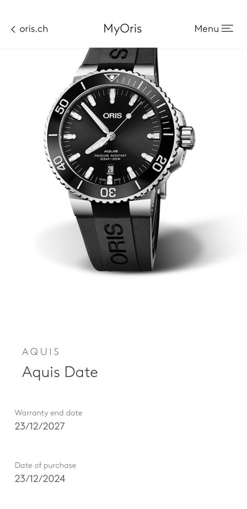 Oris Aquis Date часовник
