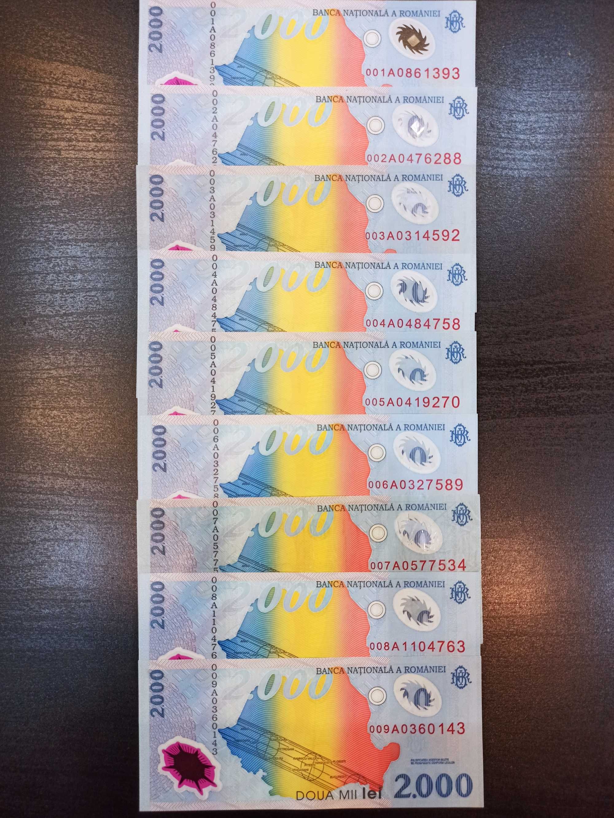 Bancnote eclipsa cu, cap de serii consecutive, începând cu 001A.