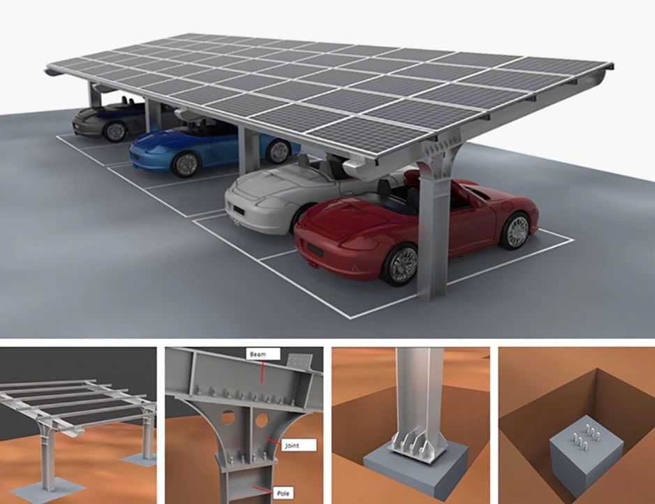Carport din structura metalica pentru parcari autoturisme