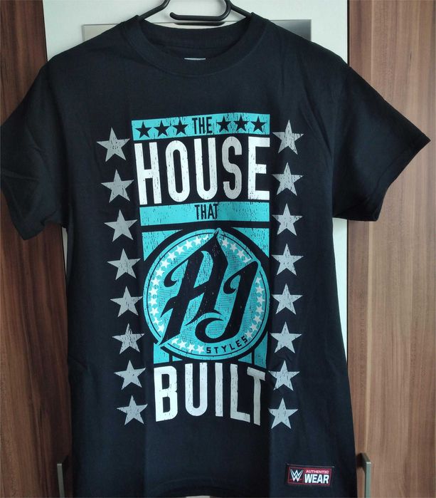 Мъжка Черна Тениска WWE Мърч AJ Styles Кеч Размер S Wrestling T-Shirt