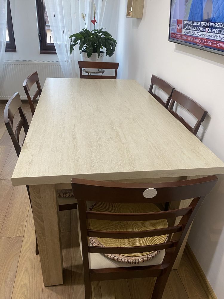 Set masa bucatarie / sufragerie + 6 scaune
