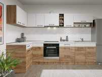 Set Mobila Bucatarie Colt Gastro 140*300 Alb/Stejar – C29