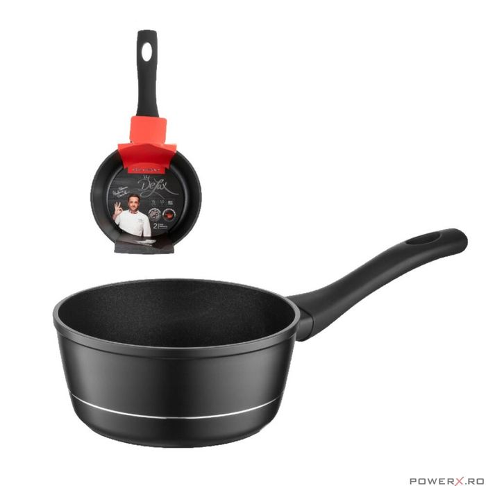 Cratita din aluminiu, 18cm, 1.5L, cu invelis antiaderent, negru,