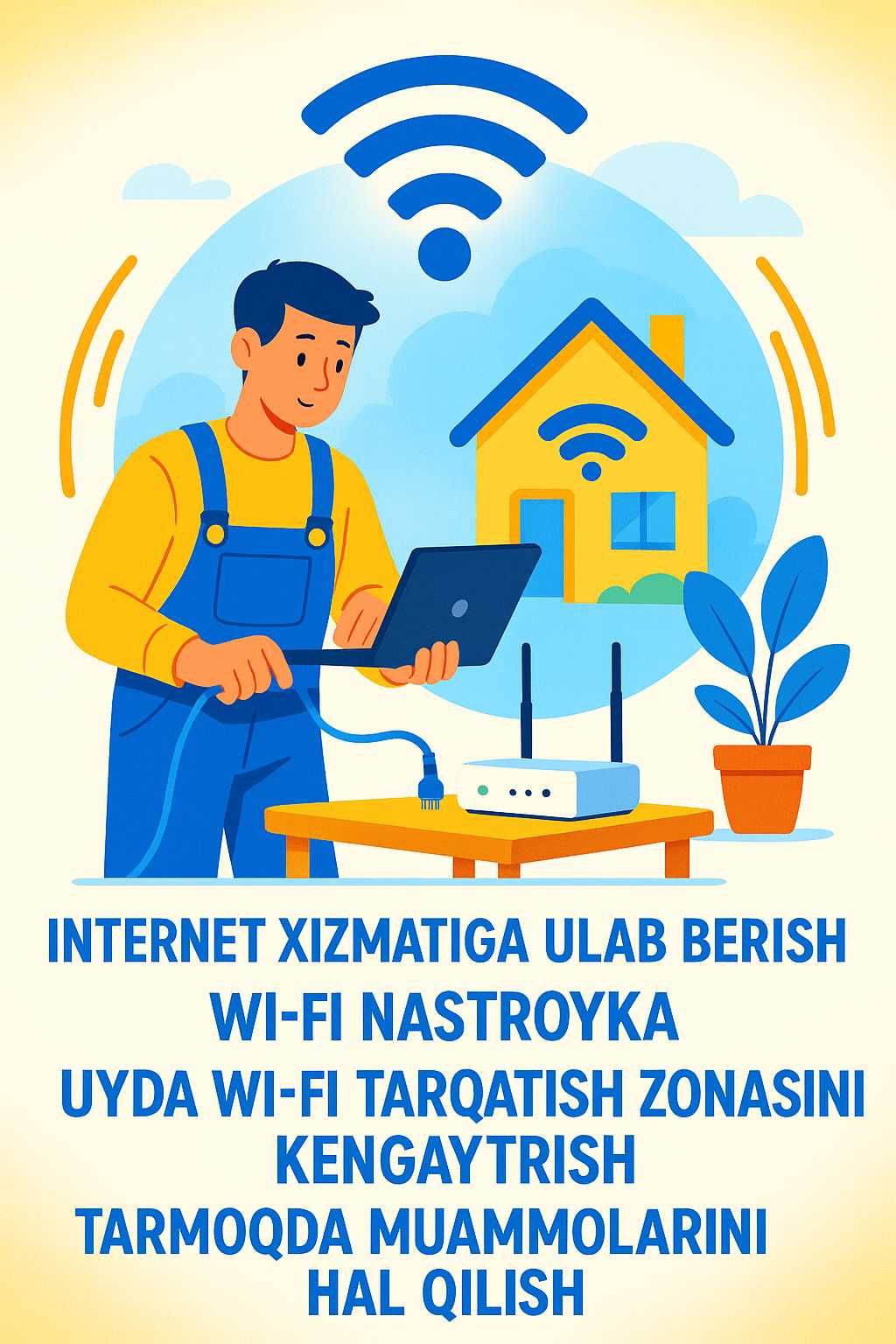Internetga ulanish, ip kamera smart tv telefon accaunt ochish.