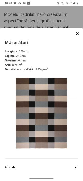 Covor Stockholm Ikea lana NOU sigilat VERDE