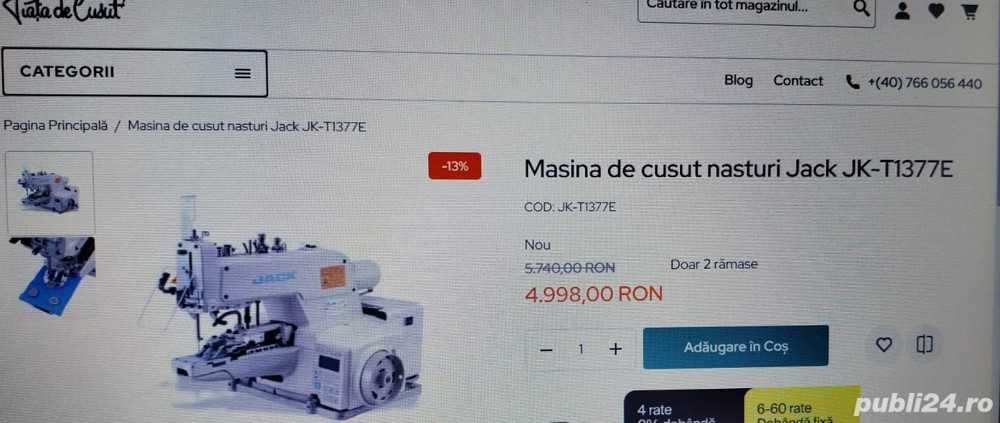 Vand Masina mecanica de cusut nasturi combinata Jack JK T1377