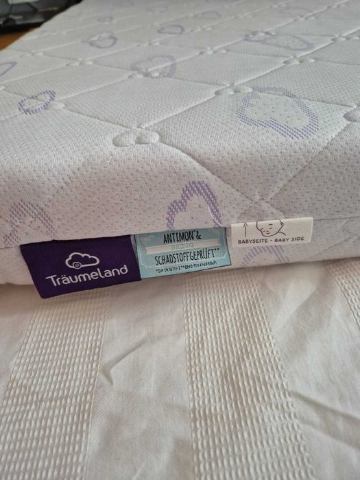 Patut din lemn pentru copil 120x60, 3 nivele + saltea spuma Traumeland