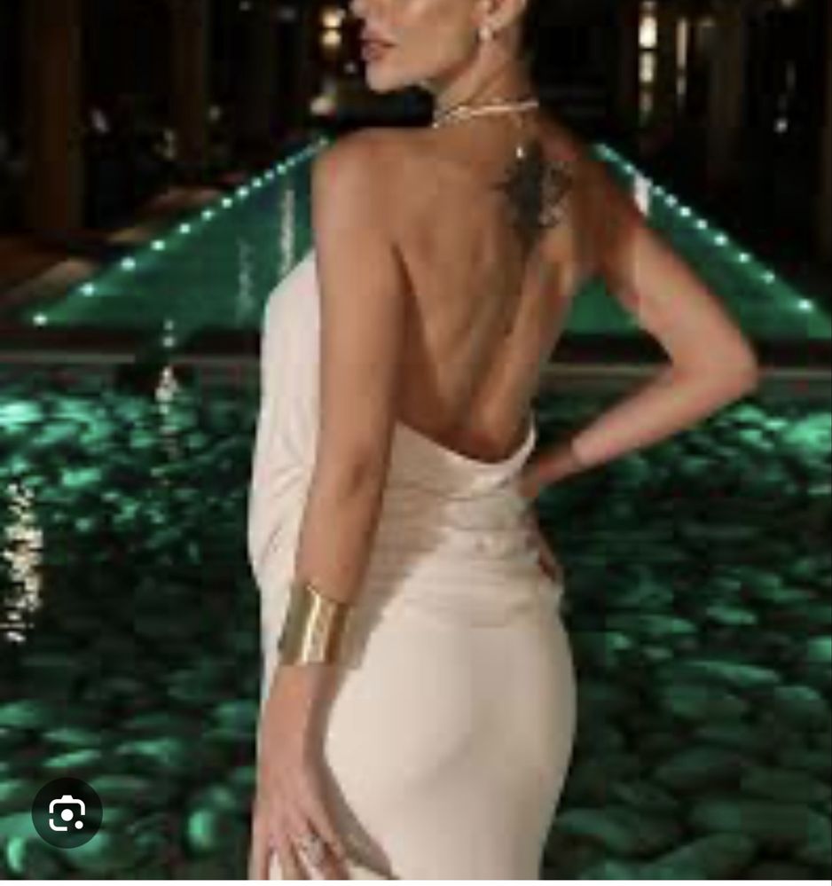 Rochie lunga, evenimente, ecru, noua , Zara, XS